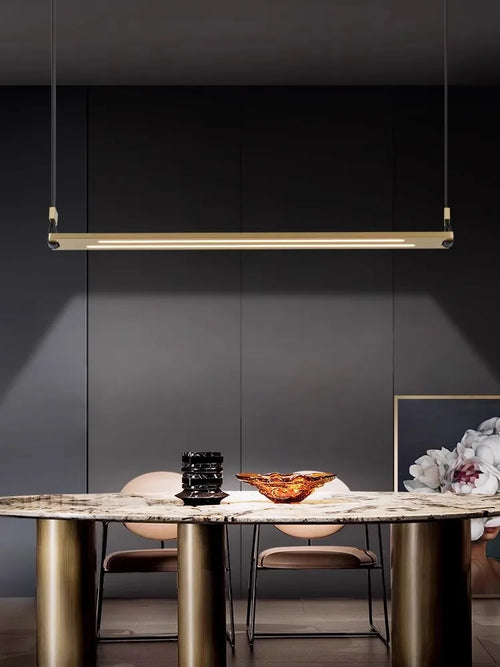 LED-Kronleuchter aus Metall und Leder für Bar und Büro - vue 5 sur 9