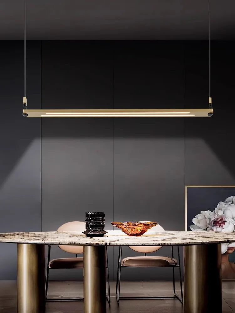 LED-Kronleuchter aus Metall und Leder für Bar und Büro - vue 5 sur 9