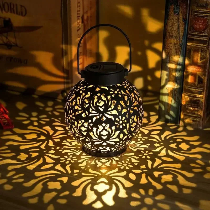 lanterne solaire à led en fer forgé pour jardin décoratif - vue 6 sur 8