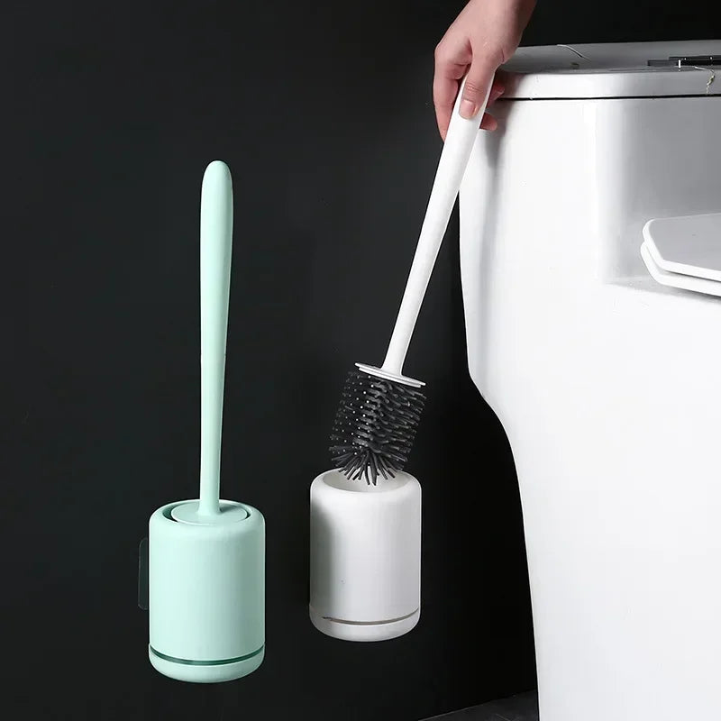 outil de nettoyage brosse de toilette avec support mural pratique - vue 3 sur 9