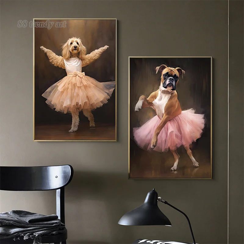 portraits de ballerine de chien art abstrait mural kawaii - vue 4 sur 26