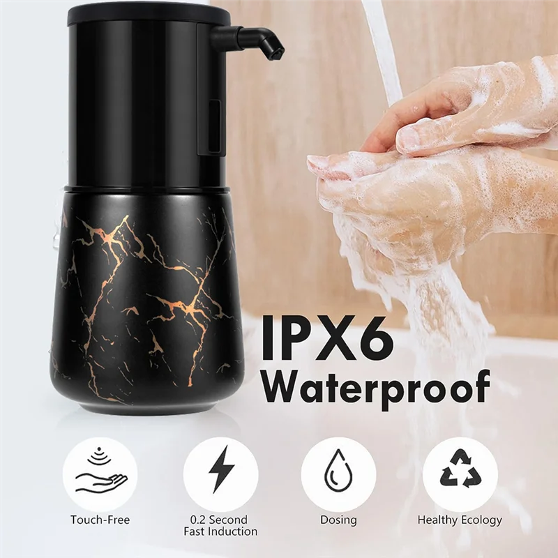 Automatic Soap Dispenser Kitchen, Foaming Soap Dispenser Bathroom, Foam Soap Dispenser Touchless for Bathroom Black - vue 5 sur 6