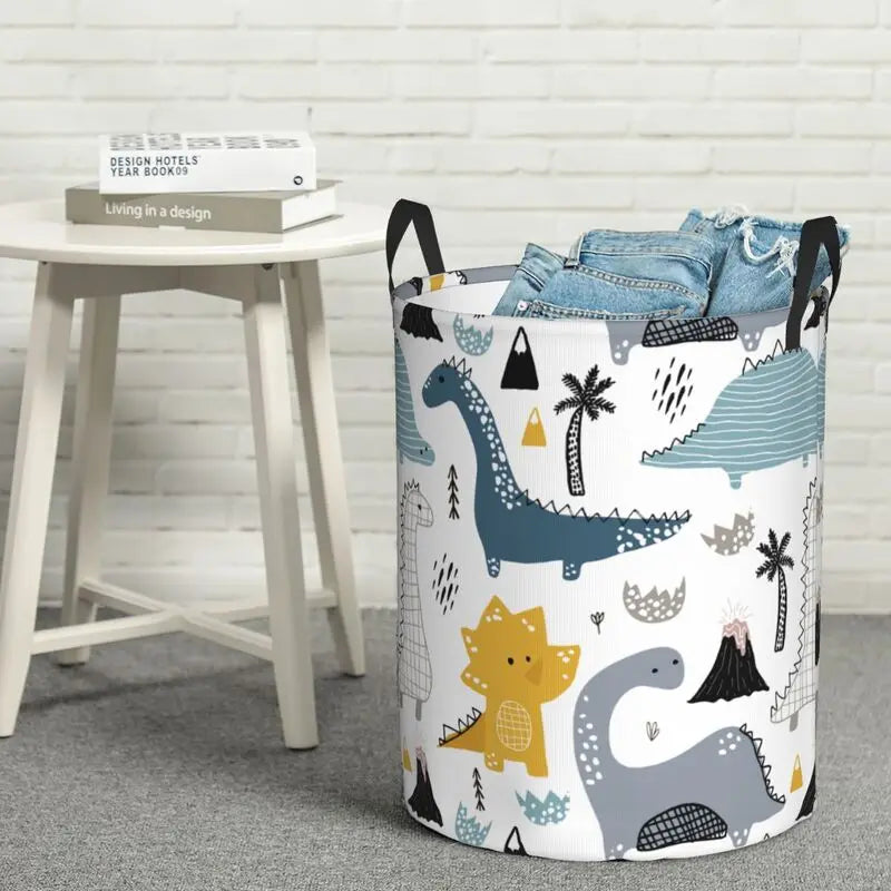 panier à linge en tissu oxford motif dinosaures pour rangement et décoration - vue 11 sur 10