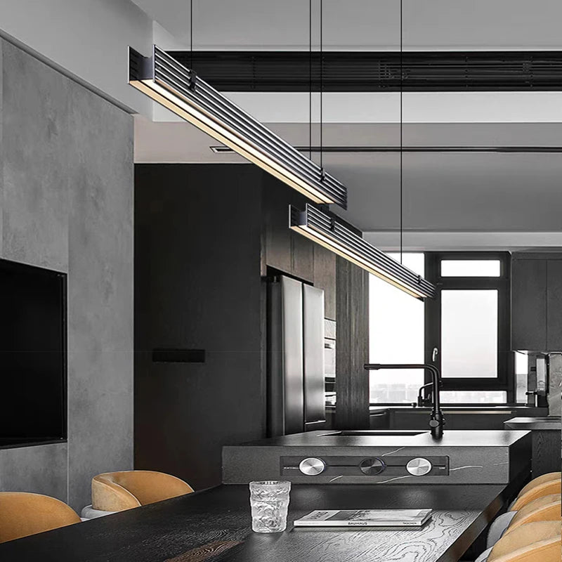 Lustre long en verre led design minimaliste