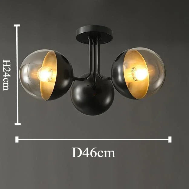 plafonnier à led moderne luxe décor nordique rétro cuivre or - vue 8 sur 8