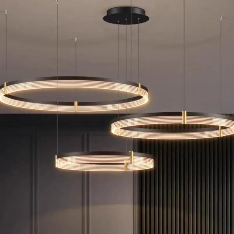 Lustre LED anneau en acrylique au design moderne avec anneau intérieur - vue 6 sur 11