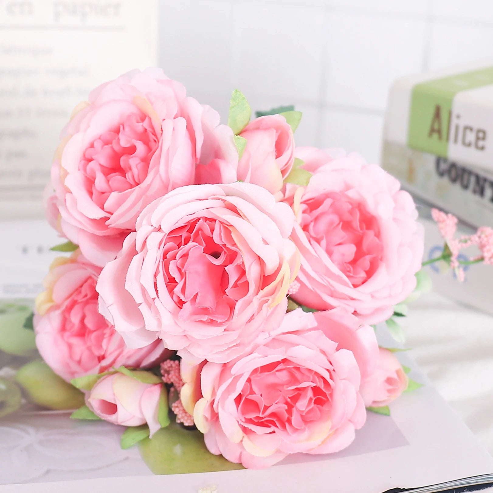 fleurs artificielles soie pivoine hortensia décoration mariage bouquet - vue 20 sur 40
