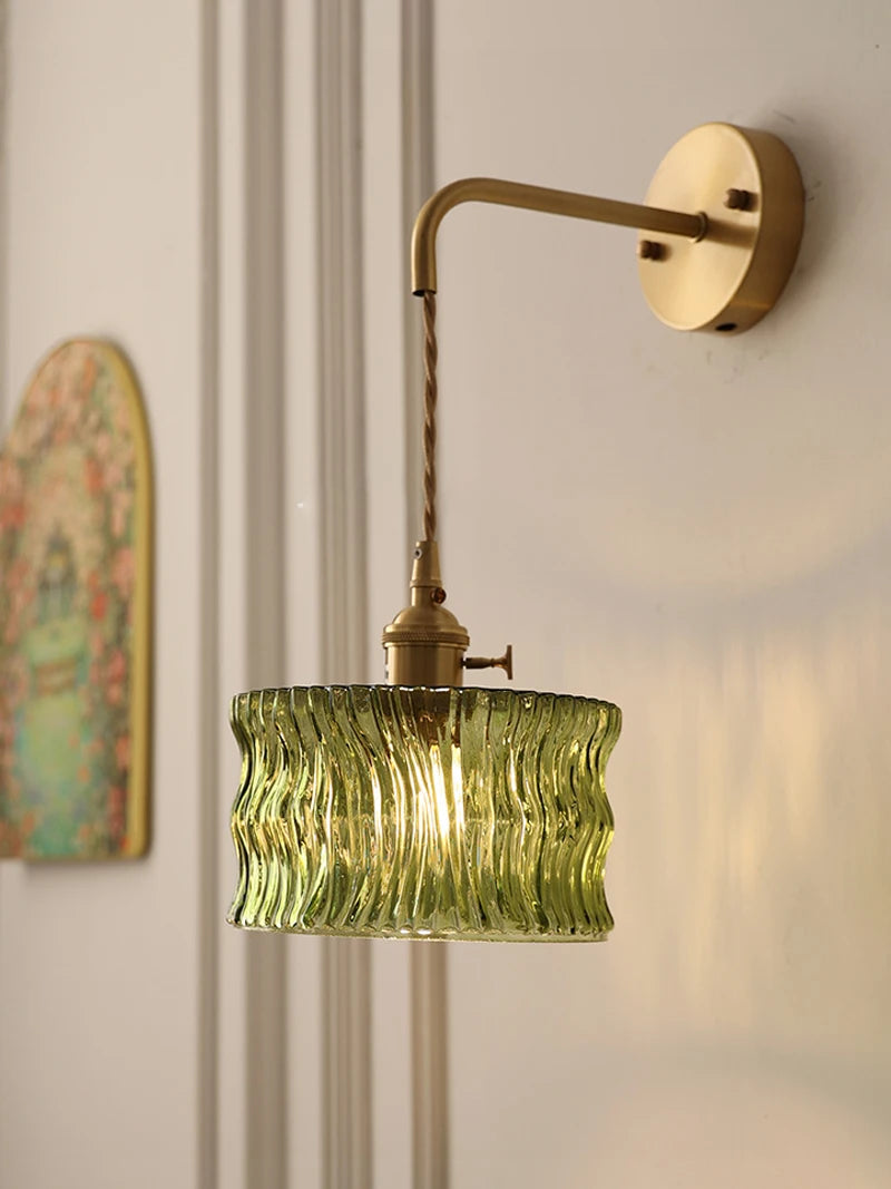 applique murale vintage en verre avec douille en laiton - vue 9 sur 21