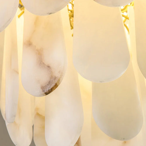 Luxuriöse Pendelleuchte aus Marmor und Kupfer im minimalistischen chinesischen Stil - vue 5 sur 8