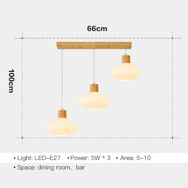 Moderner nordischer Kronleuchter aus Holz für elegantes Interieur - vue 10 sur 10