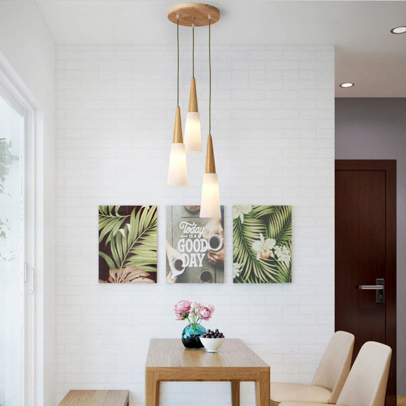 lampe suspendue nordique en bois et verre postmoderne en u - vue 7 sur 18