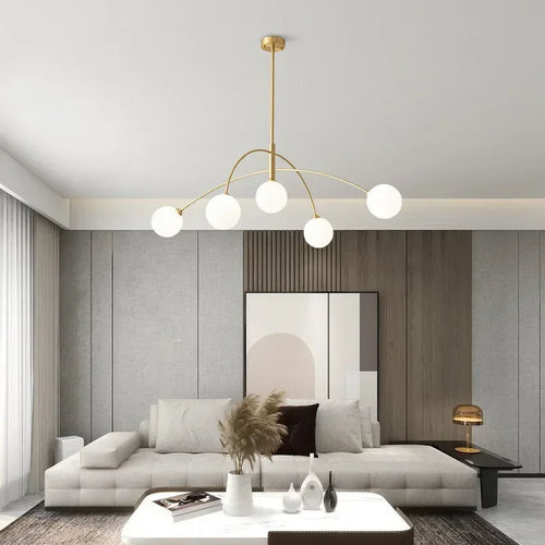 Moderner Kronleuchter aus Milchglas für elegantes Interieur - vue 4 sur 8