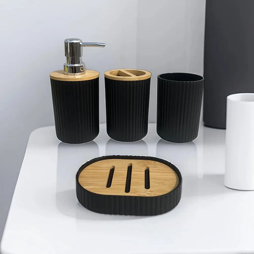 ensemble daccessoires de salle de bain en plastique 4 pièces