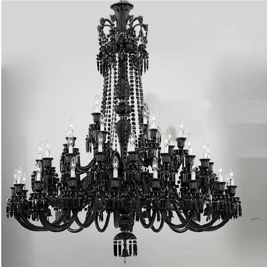 lustre en cristal noir européen avec lampe à bougie à led - vue 3 sur 16