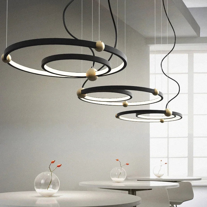 suspension à LED en anneau rond pour décoration moderne - vue 6 sur 8
