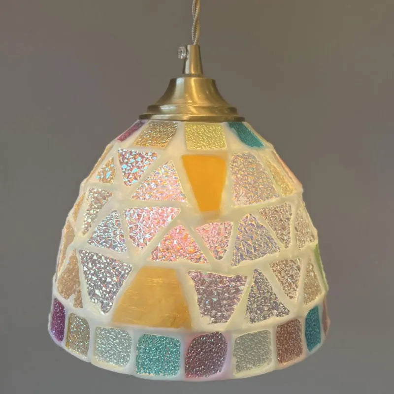 Suspension tiffany méditerranéen en verre coquille led - vue 5 sur 12