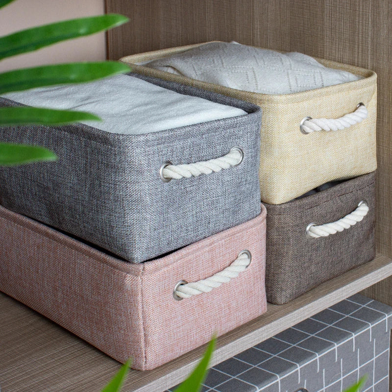 boîte de rangement en lin pour vêtements et jouets divers - vue 4 sur 12