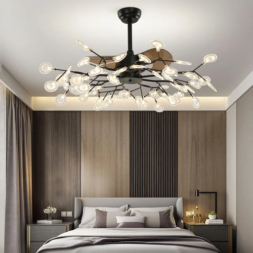 Moderner Deckenventilator mit LED-Beleuchtung – Kreative Pendelleuchte - vue 5 sur 18