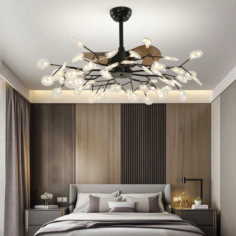 Moderner Deckenventilator mit LED-Beleuchtung – Kreative Pendelleuchte - vue 5 sur 18