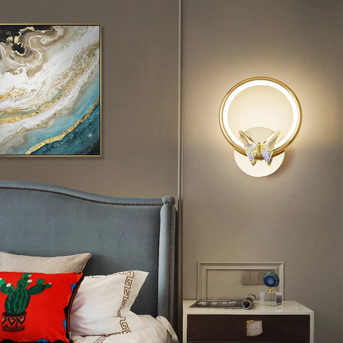 LED-Wandleuchte Kristall Schmetterling Oberfläche Gold - vue 3 sur 19