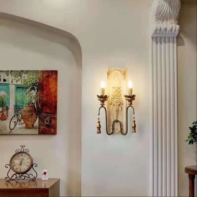 applique murale vintage en bois massif style américain et français - vue 6 sur 7