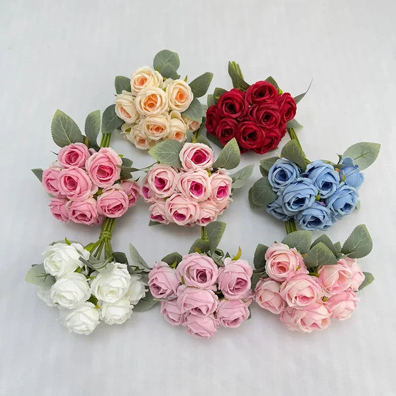 bouquet de 10 roses artificielles en soie décoratives pour événements - vue 6 sur 14