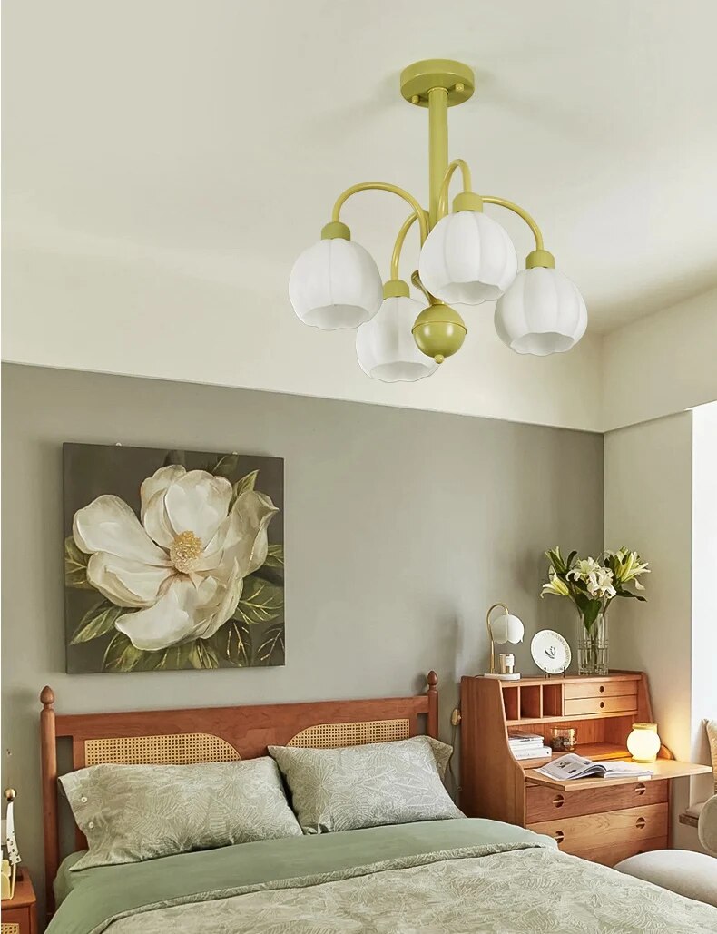 lustre chambre coucher style citrouille pastorale verre