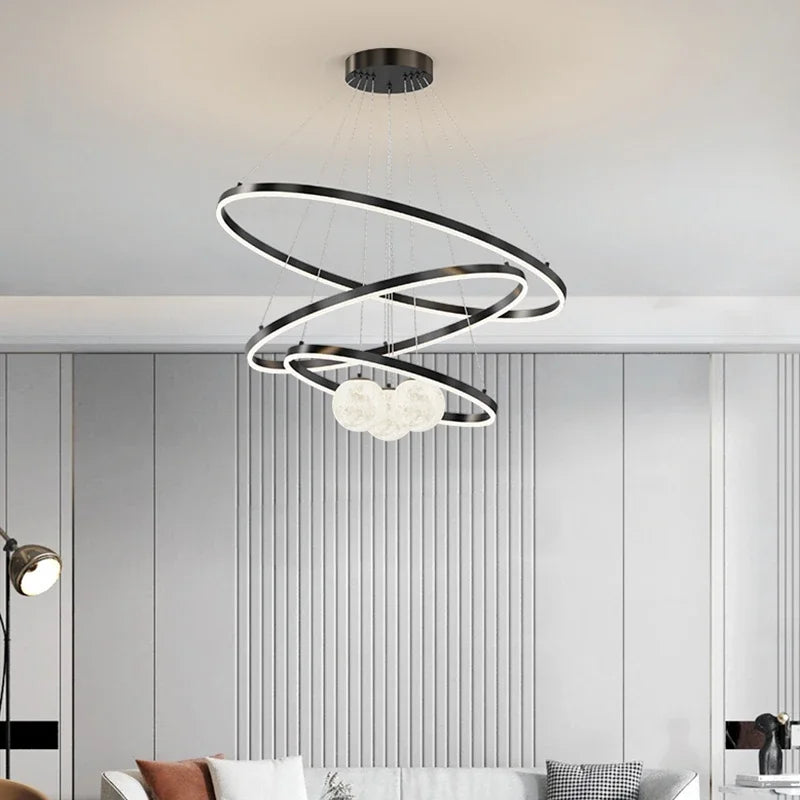 Minimalistischer LED-Kronleuchter aus Draht für die Innendekoration - vue 6 sur 25