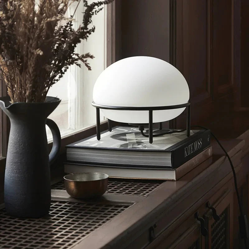 Demark Table Lamp Artistic White Glass Ball Desk Light for Bedroom Living Room - vue 5 sur 6