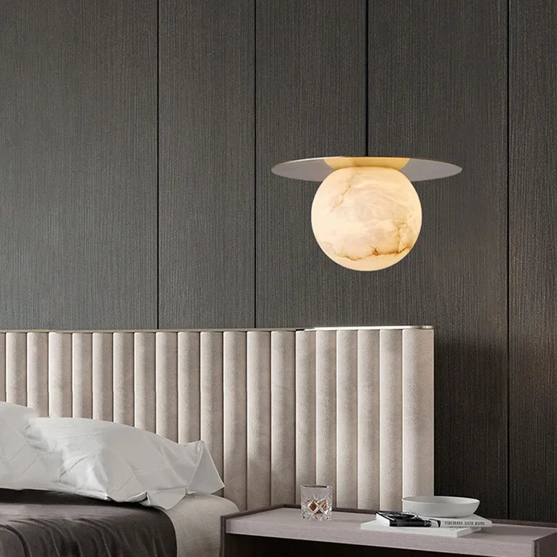 lustre nordique en marbre créatif design lumineux moderne - vue 5 sur 7