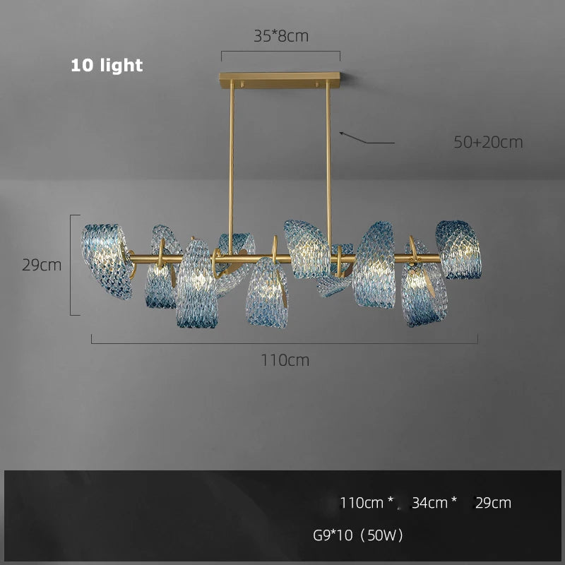 lustre suspendu en verre cristal éclairage moderne pour intérieur