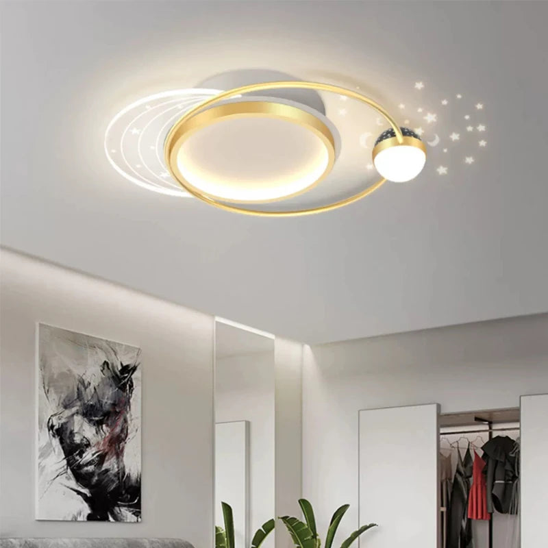 Gold/Black LED Living Room Ceiling Light, RC Dimmable for Kitchen Boys Room Home Decor, Star Decorative Lights. - vue 4 sur 10