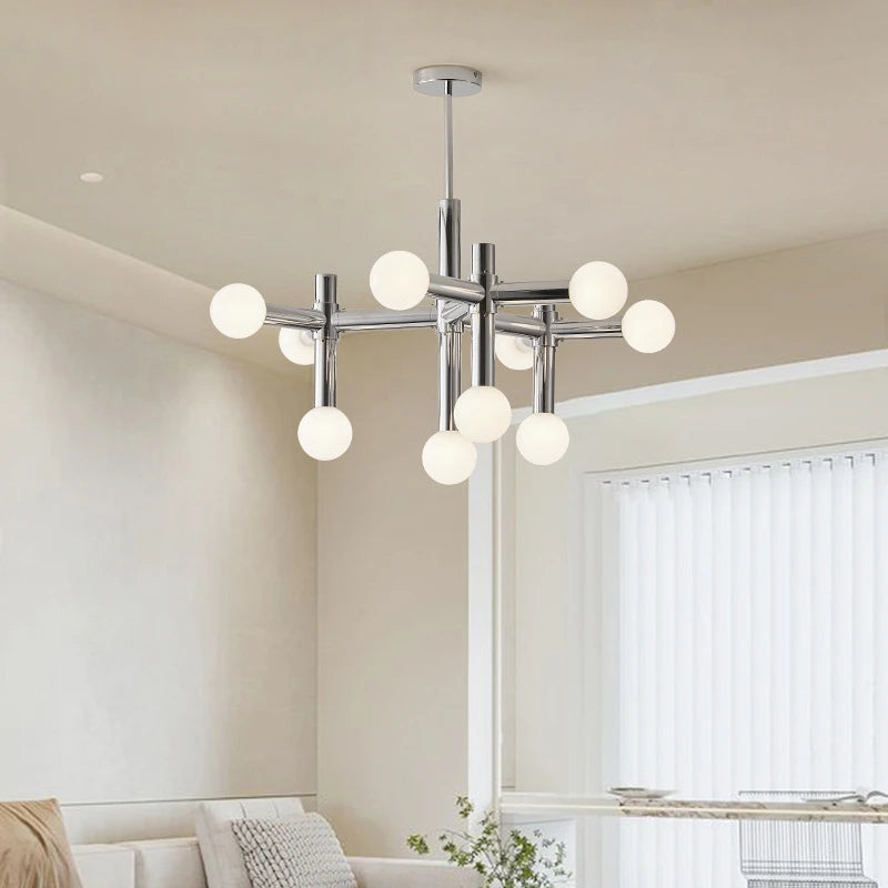 lustre moderne design nordique en verre et métal - vue 4 sur 7