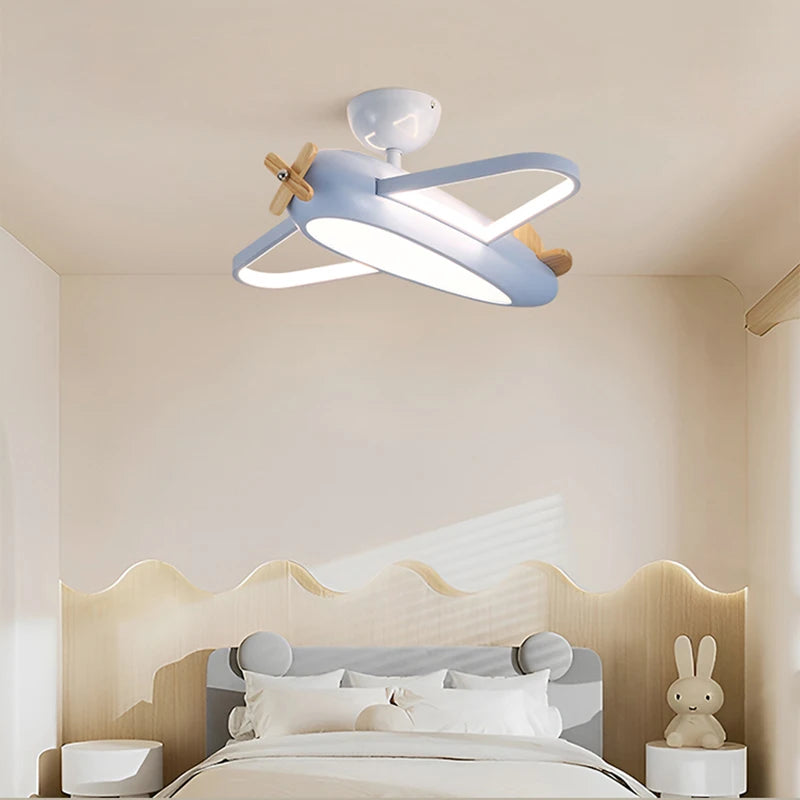 plafonnier avion dessin animé en bois pour chambre d'enfant - vue 4 sur 9