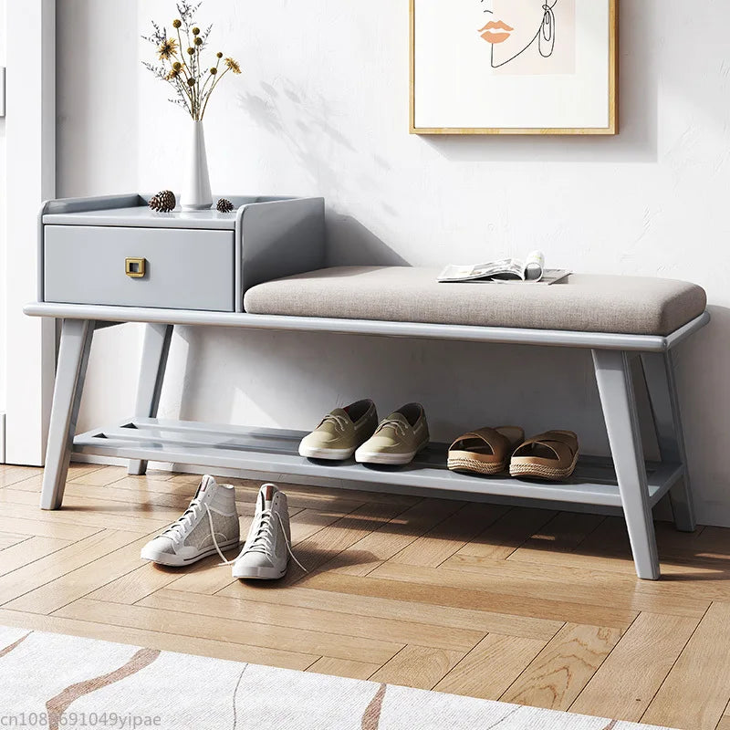 tabouret nordique en bois massif pour rangement et confort - vue 4 sur 9