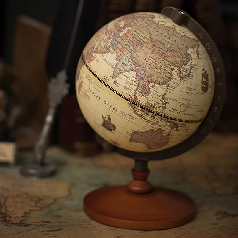 globe terrestre éducatif avec base en bois rétro - vue 4 sur 7
