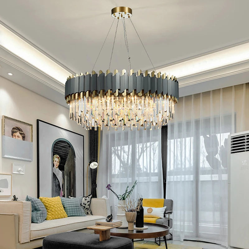 plafonnier led suspendu en cristal design moderne idéal pour table à manger - vue 4 sur 15