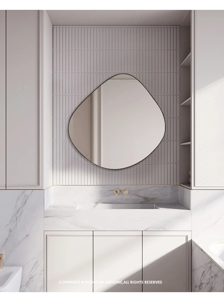 Bathroom mirror, makeup mirror, wall mounted irregular shaped bathroom, irregular water droplet mirror, entrance decoration, hou