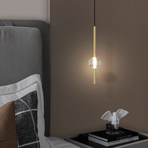 suspension LED en laiton design moderne avec cordon réglable - vue 7 sur 17