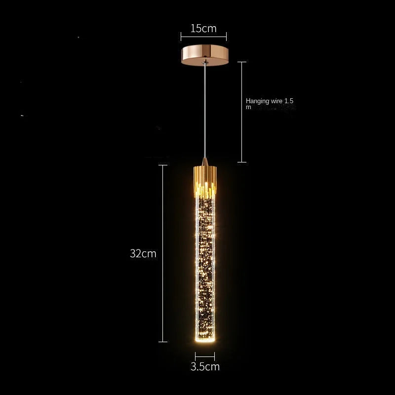 Luminaires suspendus modernes barre de LED en cristal lampes de chevet suspendues salon chambre éclairage intérieur créatif décor à la maison barre - vue 6 sur 8
