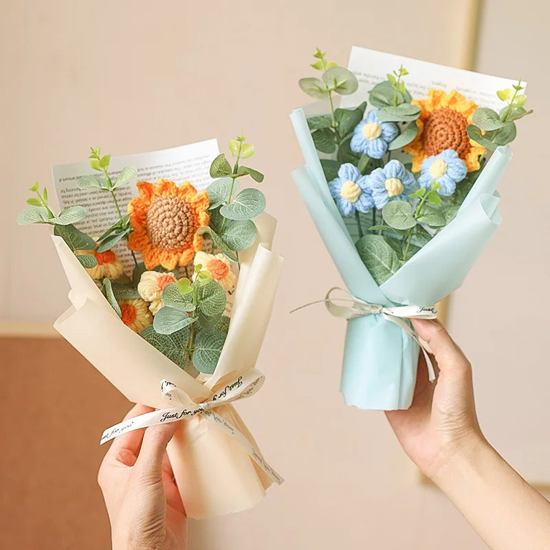 bouquet de tournesols au crochet fait main pour cadeaux et décorations - vue 5 sur 13