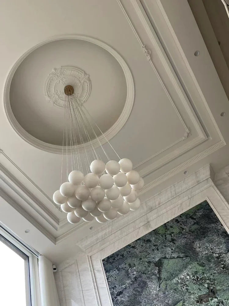 lustre en cuivre de luxe avec marbre naturel espagnol pour décoration moderne - vue 5 sur 7