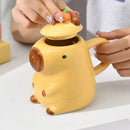 Mug capybara cartoon céramique avec couvercle grande capacité