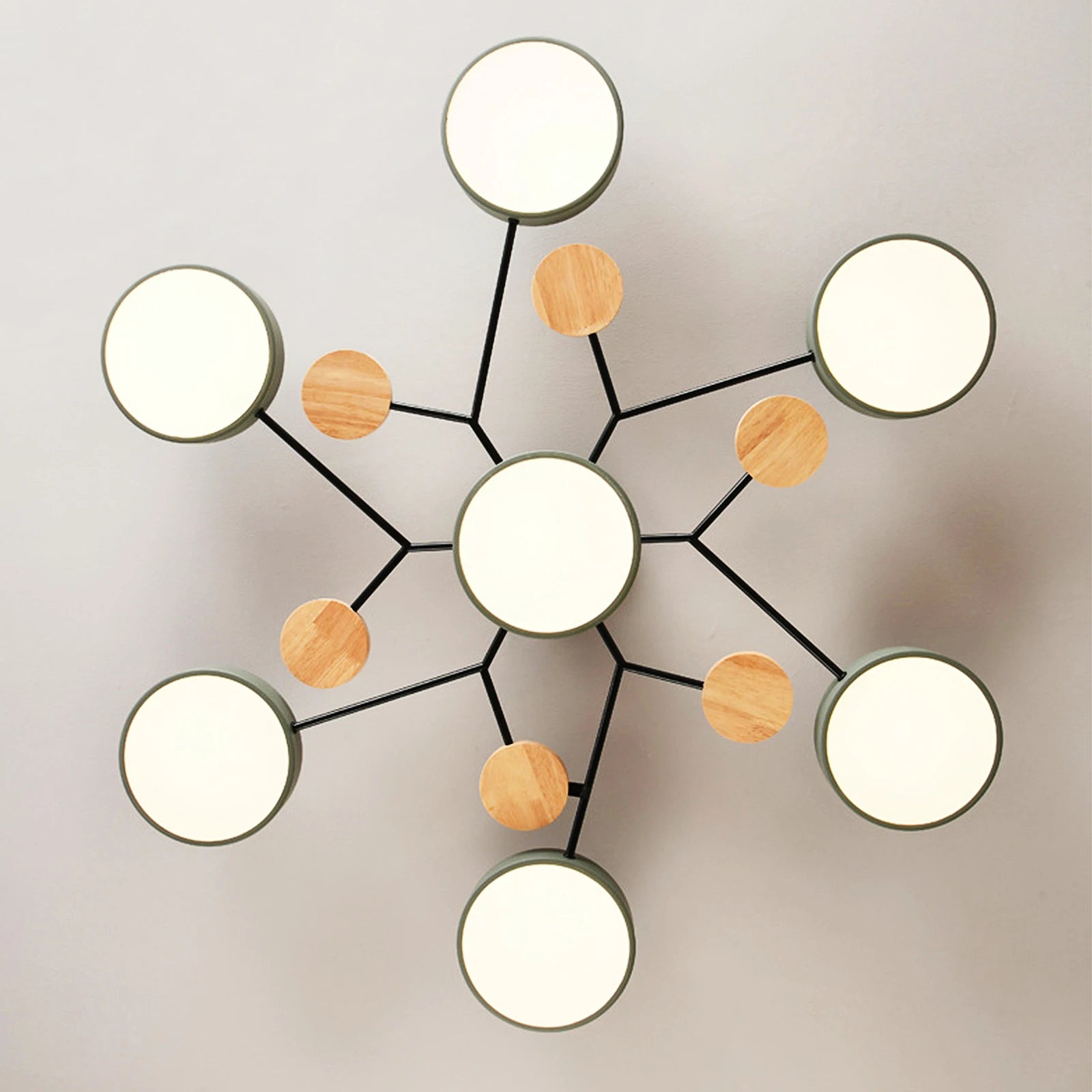 lustre en bois led style nordique pour diverses pièces - vue 6 sur 22