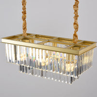 lustre suspendu en cristal luxe avec lampes rondes en fer doré