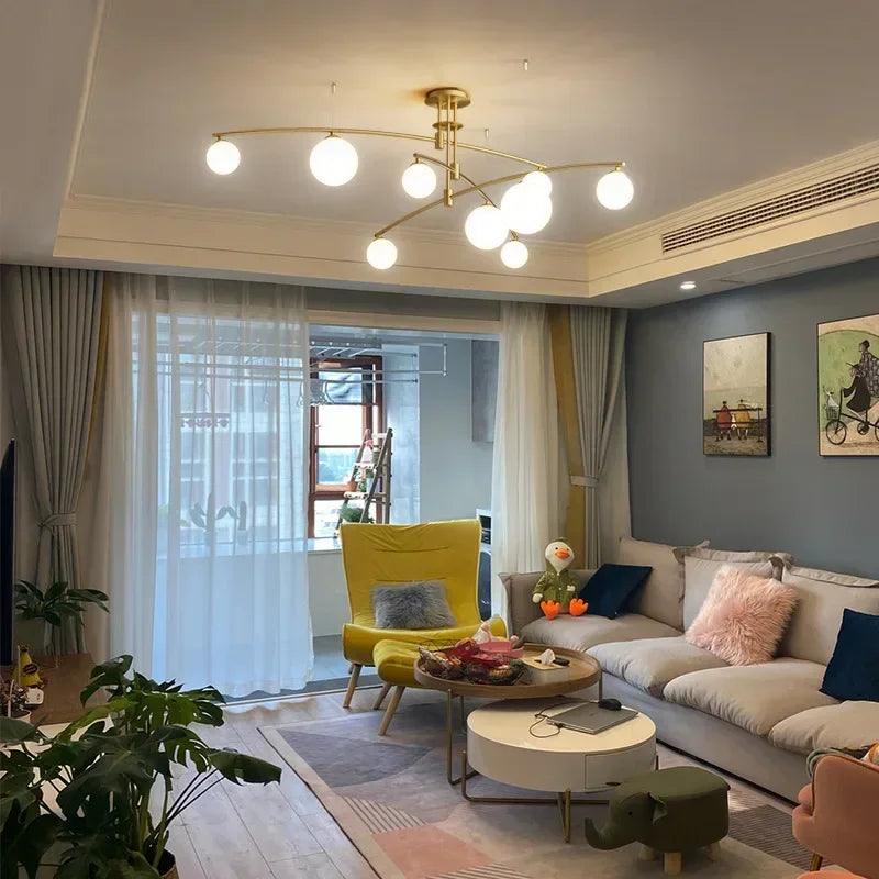 lustre moderne en verre style nordique pour décoration intérieure - vue 6 sur 12