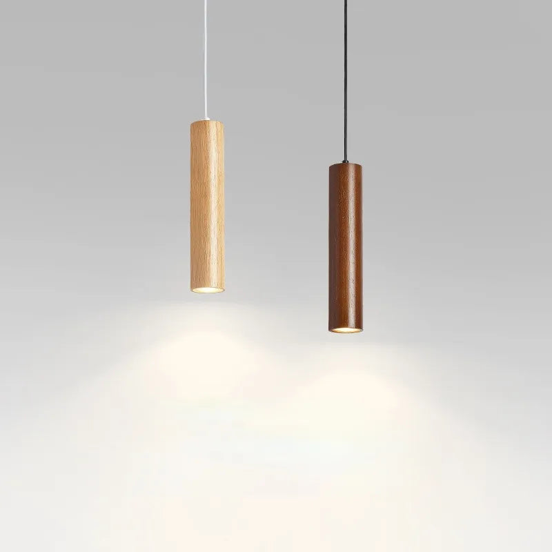 Suspension LED grain de bois design nordique moderne - vue 2 sur 10