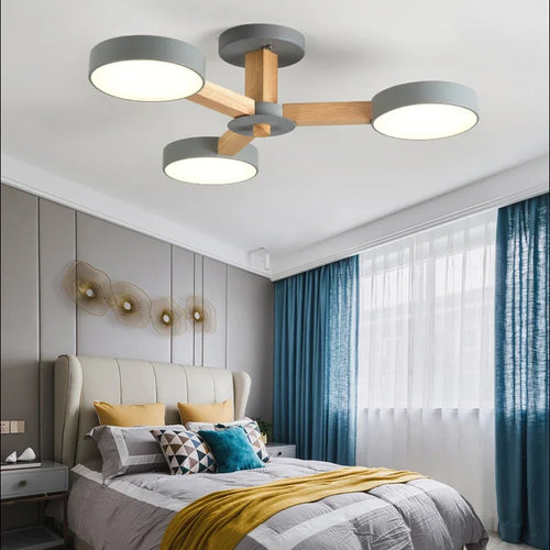 Modern Wooden Ceiling Light For Living Room 3/6/8 Lights Indoor Led Lights Luminaire Suspension Decoration Bedroom Hanglamp