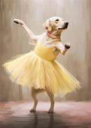 portraits de ballerine de chien art abstrait mural kawaii