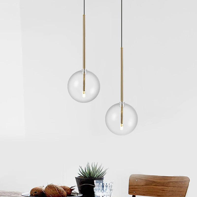 LED moderne Lustre nordique lampes suspendues Lustre luminaire boule de verre abat-jour chambre salle à manger lampe suspendue Restaurant - vue 4 sur 15